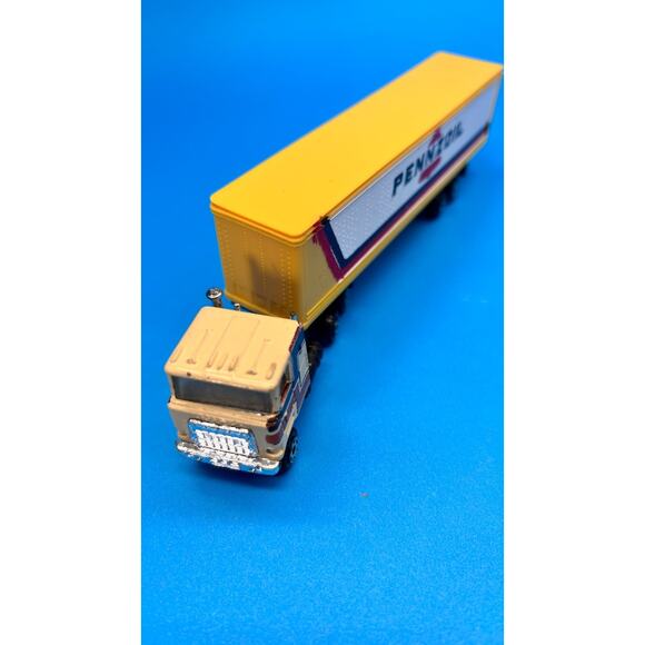 Vintage PENNZOIL MACk Semi-Truck Tractor & Trailer HO Scale Cabover yellow - Picture 15 of 16